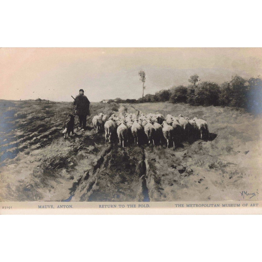 Anton Mauve Return to the Fold Metropolitan Museum of Art Vintage Postcard - Picture 1 of 2